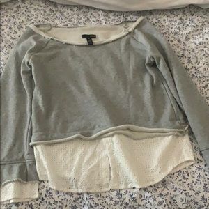Grey scoop neck never worn aqua sweater!